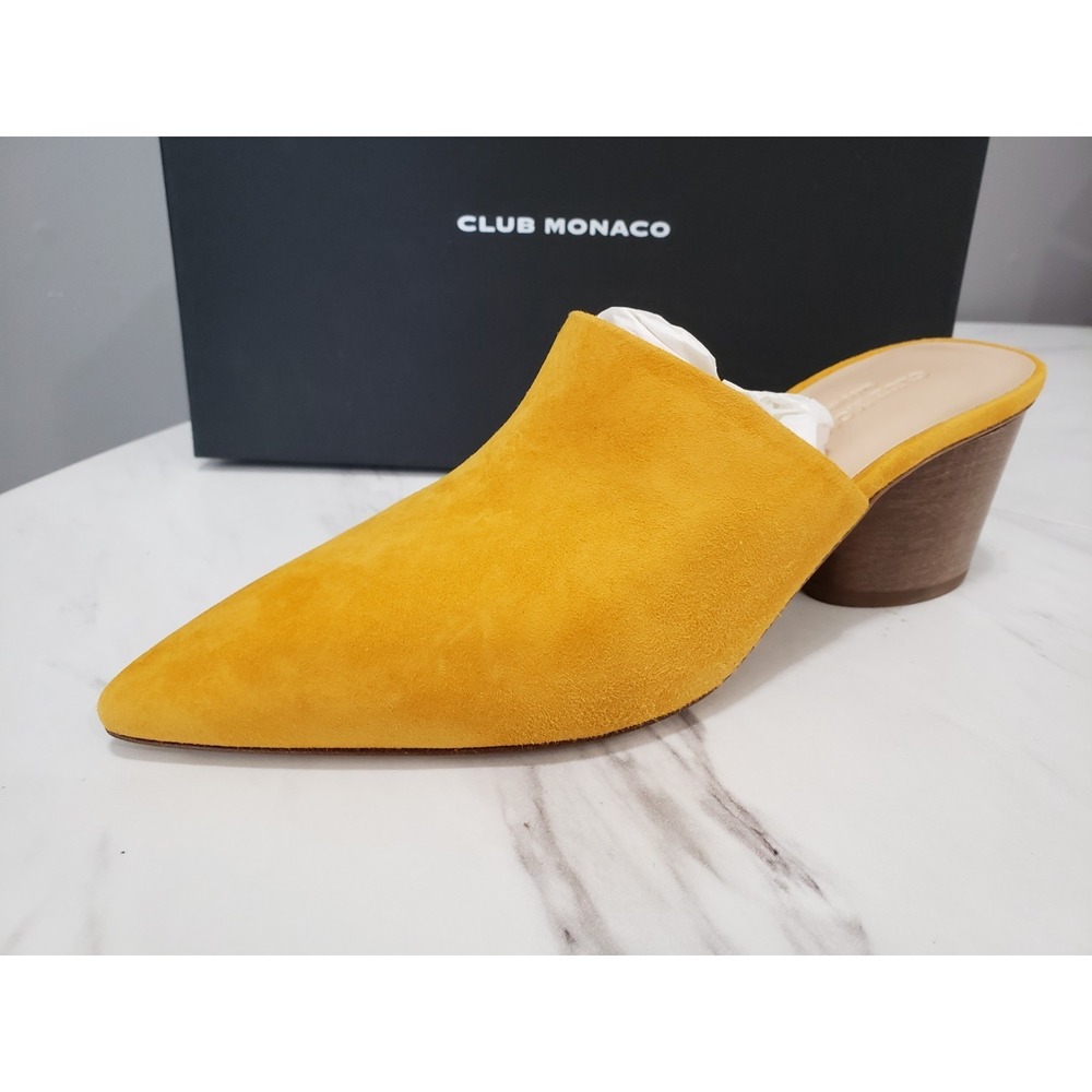 NEW SIZE US 8 / EU 39 Club Monaco Kimbetah Saffron Orange Suede Mule Heels Block